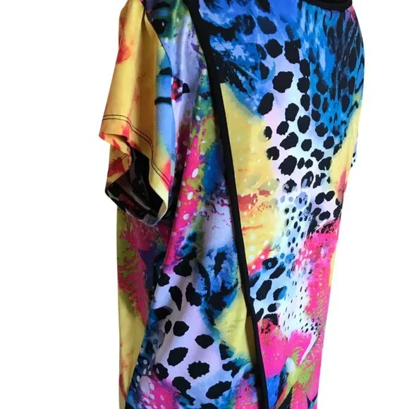 Nygard Faux Wrap Uneven Hem Blouse: Colorful Lightweight Silky Feeling Top M - Picture 11 of 11